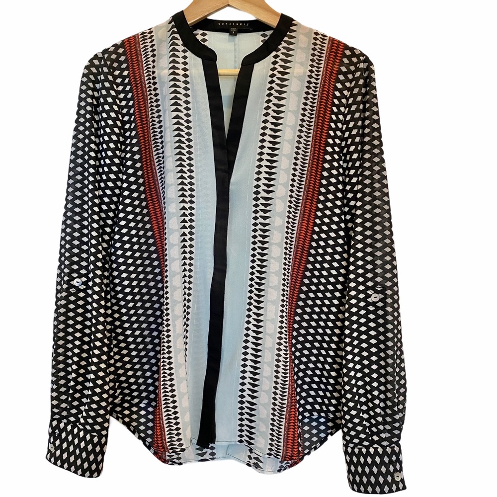 Anthropologie Sanctuary Multicolor Striped Geometric Button Down Blouse S